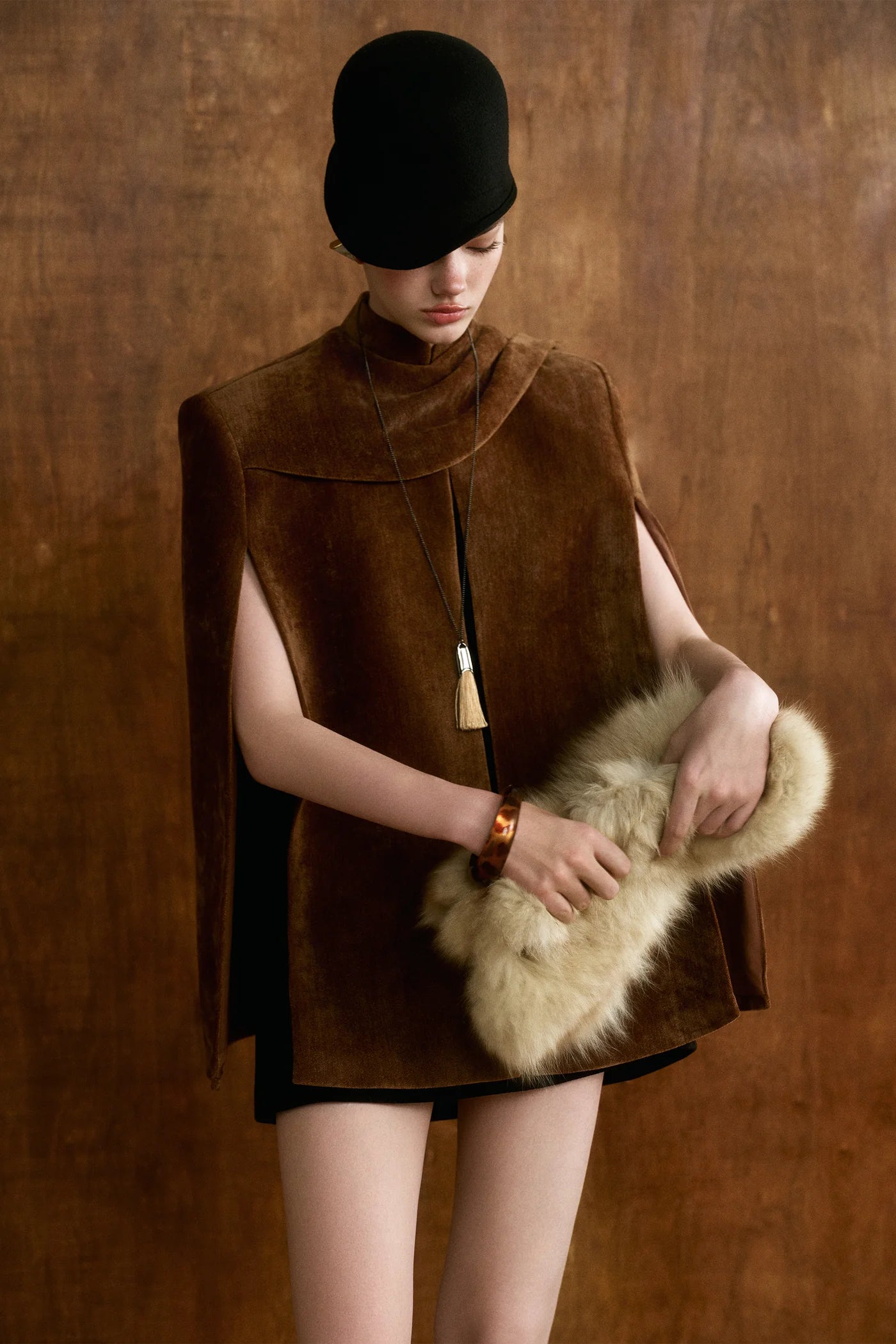 CICI BRONTE Velvet Cape Coat