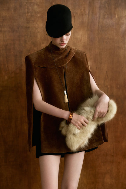 CICI BRONTE Velvet Cape Coat