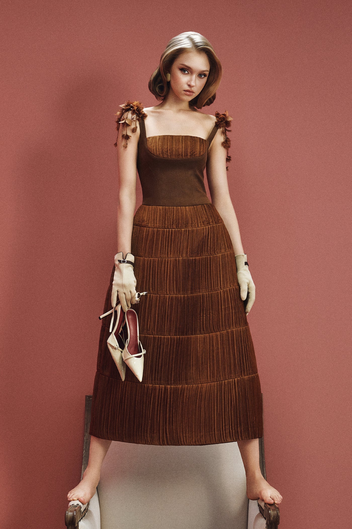 CICI TERRINA Strap-Detail Midi Dress