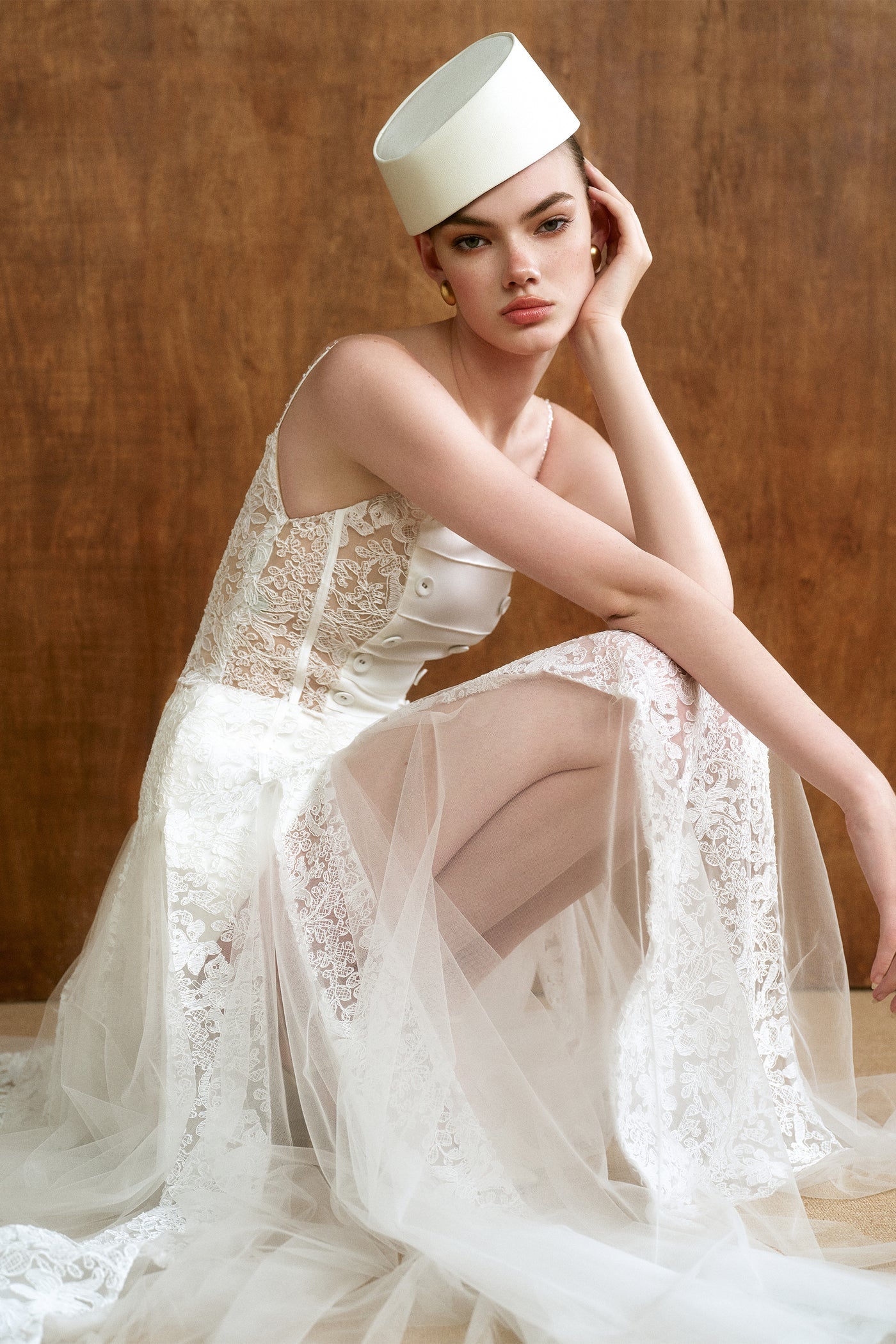 CICI MARIEL Scarf-Neck Lace Maxi Dress
