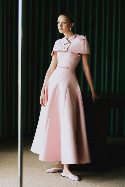 CICI CHLOE Flared Midi Dress with Cape