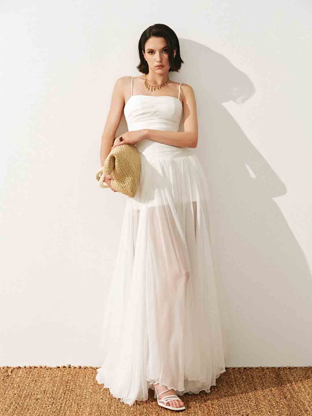CICI Thea Sheer Maxi Dress &amp; Thea Asymmetric Draped Cape Set