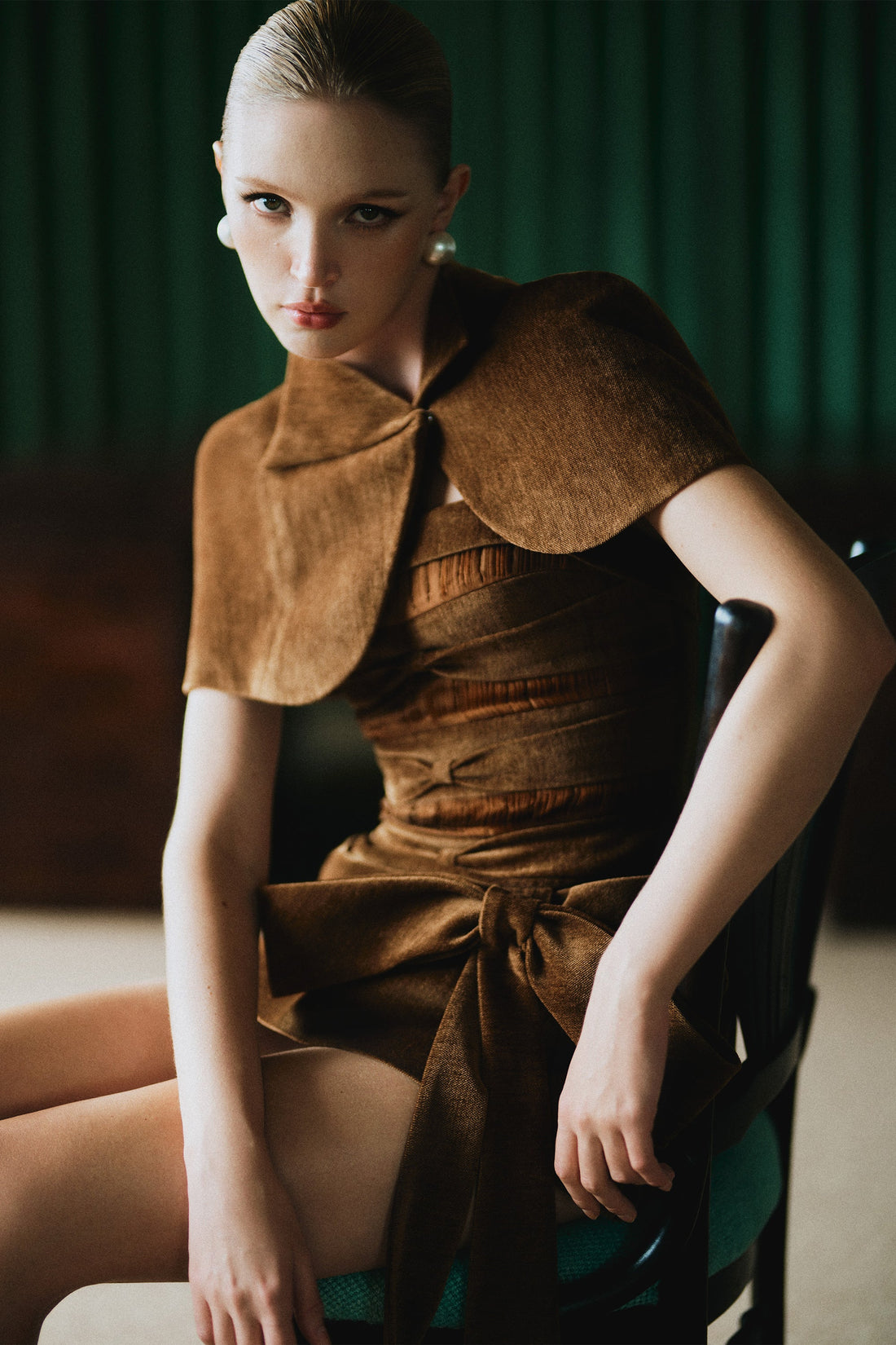 CICI KENNEDY Velvet Mini Dress with Cape