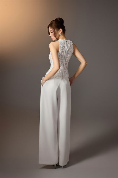 KEIRA TONG Floral Lace Top &amp; Layered Buttons Pants