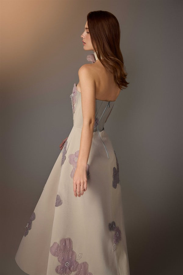 KEIRA TONG Floral Embroidered Corset Dress