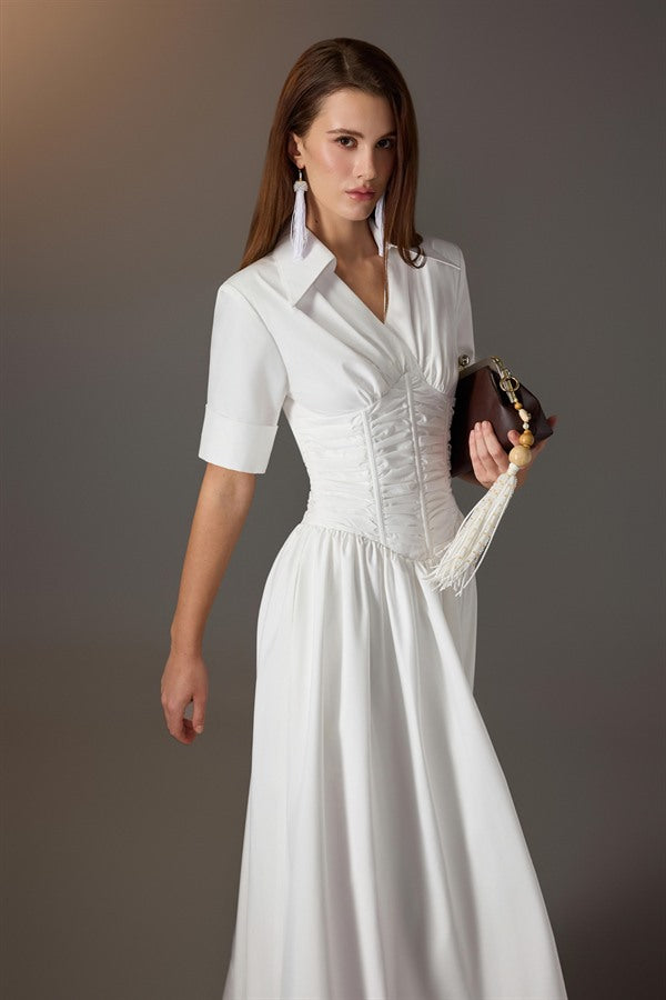 KEIRA TONG Ruching Shirt Dress