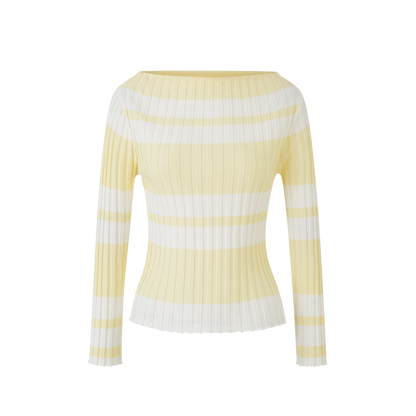 Lafreedom LAF360101 Clear and slim fit bright color striped knitted top