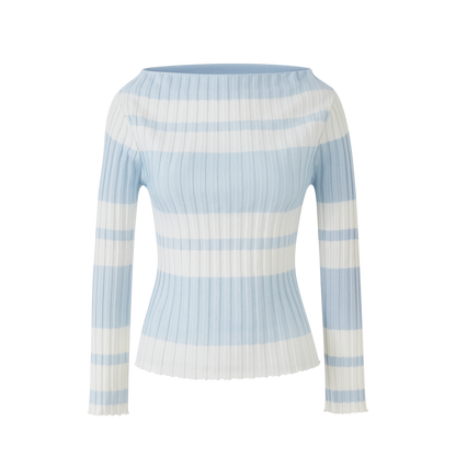 Lafreedom LAF360101 Clear and slim fit bright color striped knitted top