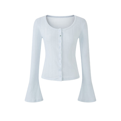 Lafreedom LAF360109 Micro flared long sleeved soft knit cardigan top