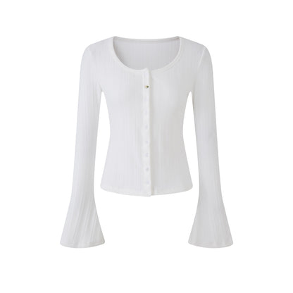 Lafreedom LAF360109 Micro flared long sleeved soft knit cardigan top