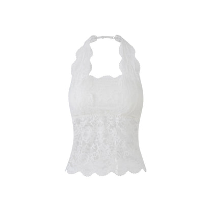 Lafreedom LAF360113 French style neck hanging romantic lace strapless vest