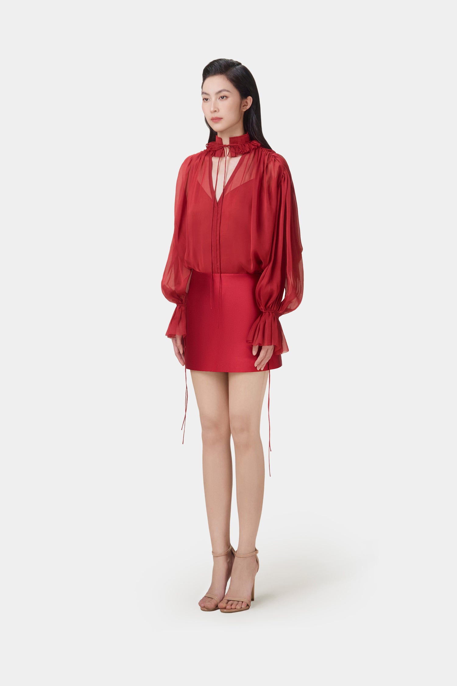 Montsand Zahra Shirt Or Rosa Skirt-Red