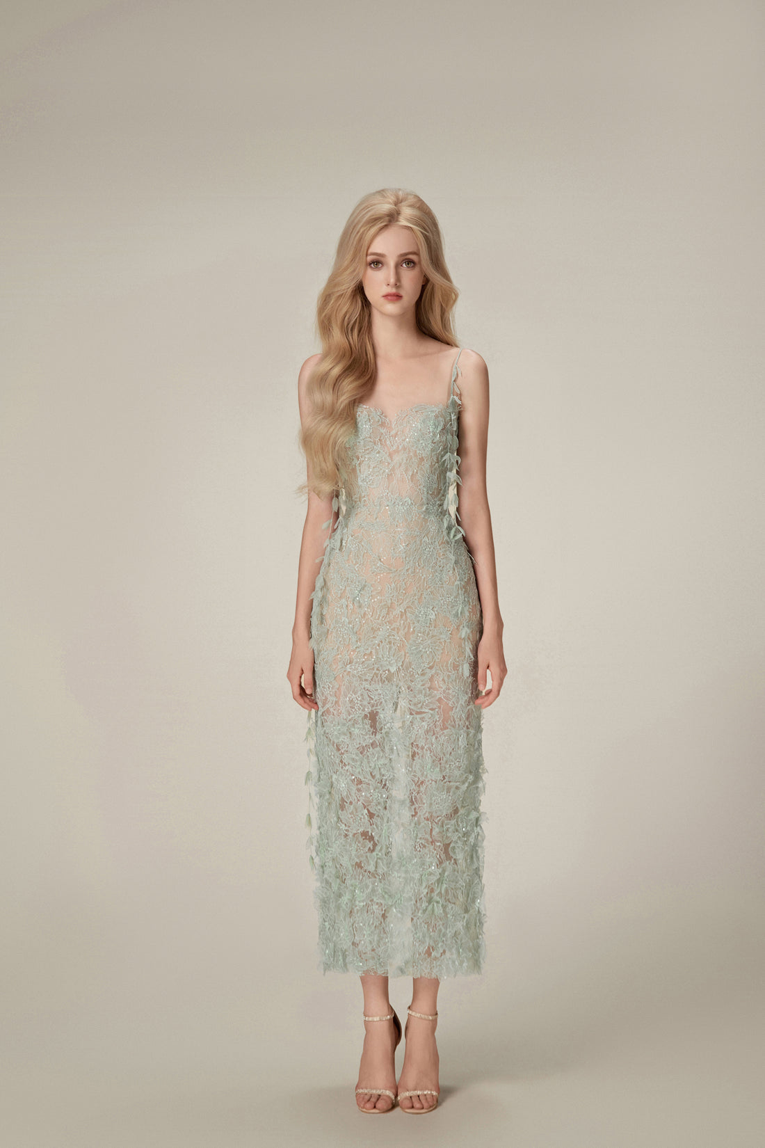 Lobbster Mint Beaded Lace Pencil Dress