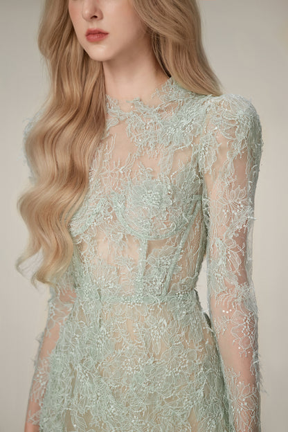 Lobbster Mint Beaded Lace Dress