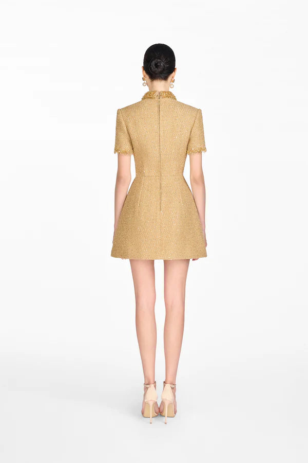 Montsand Gold Embellished Mini Dress