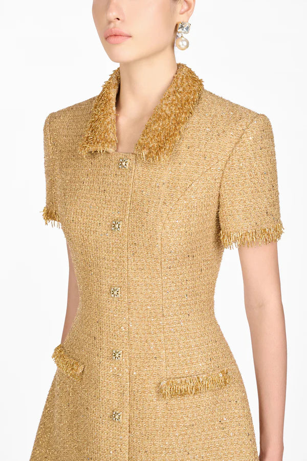 Montsand Gold Embellished Mini Dress