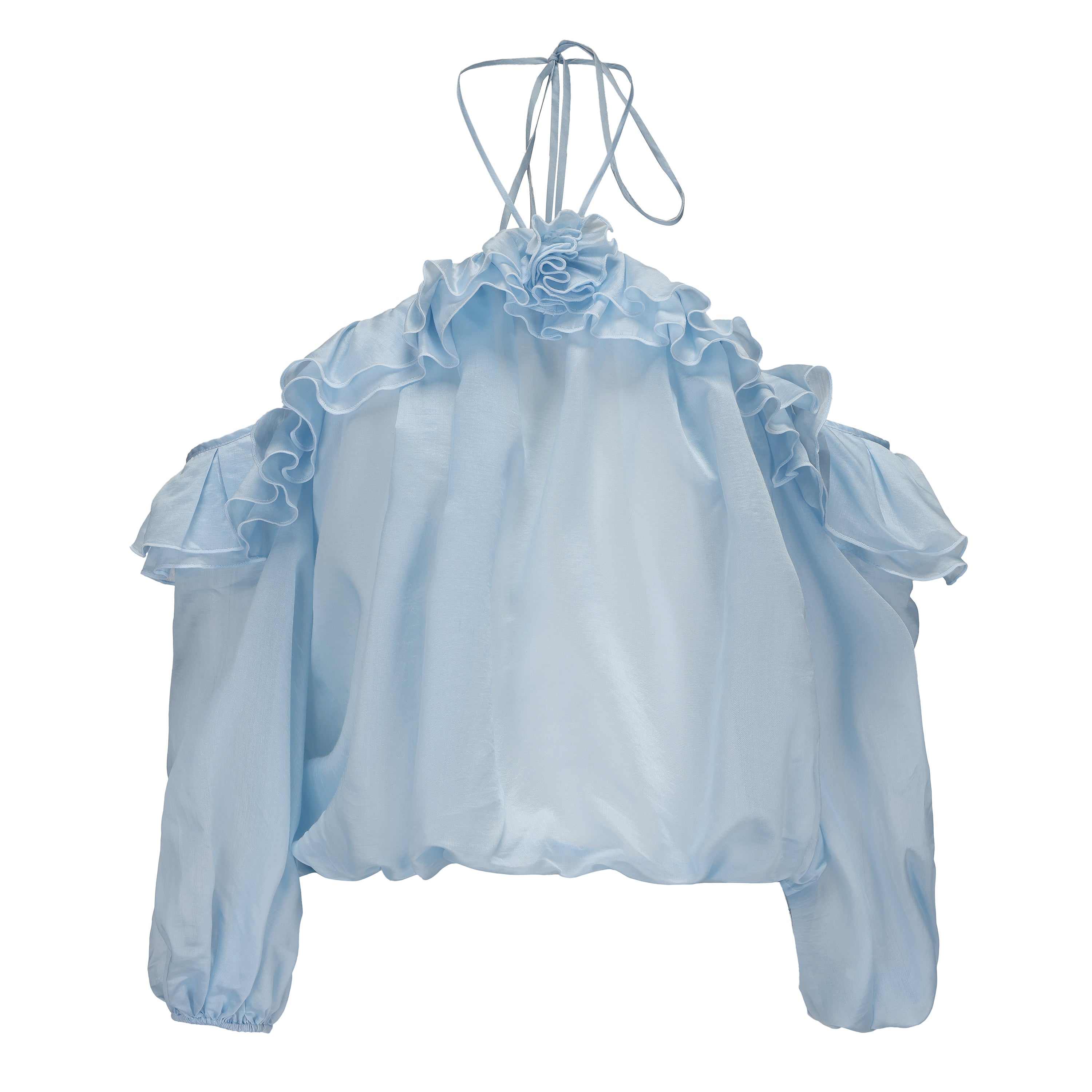 Kingwen Blue neck hanging shirt  + lace up shorts set (seperate)