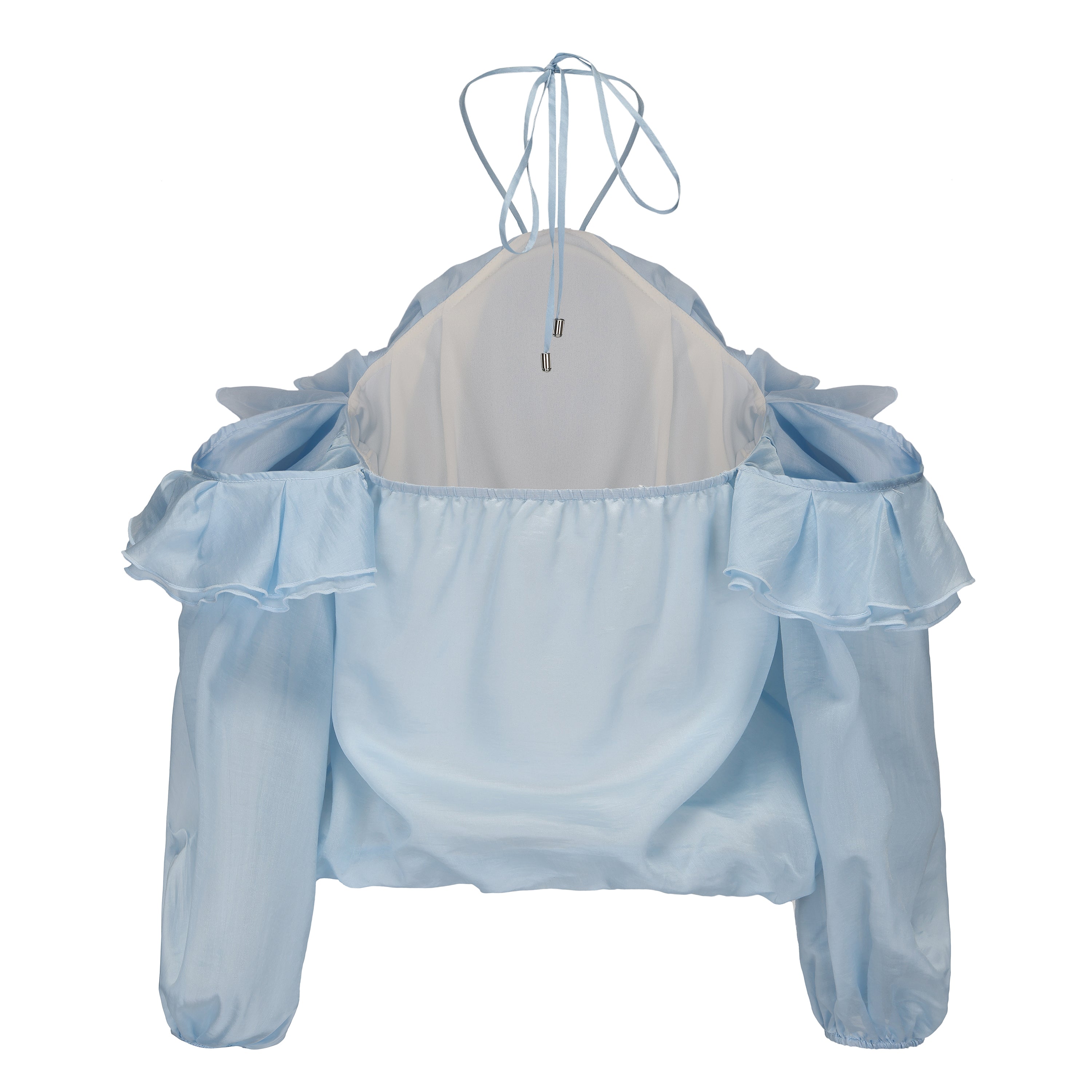 Kingwen Blue neck hanging shirt  + lace up shorts set (seperate)