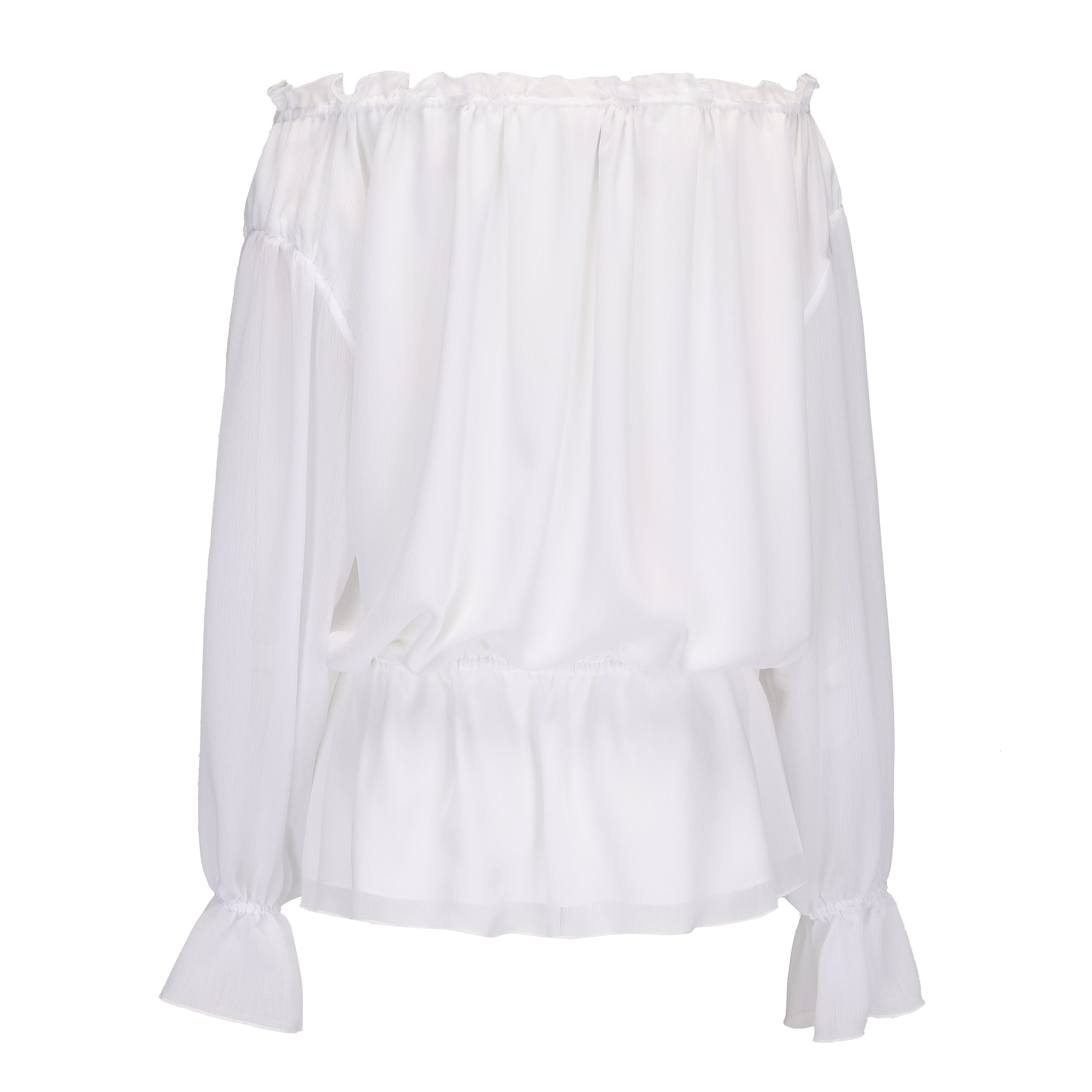 Kingwen White off shoulder shirt  + lace up shorts set (seperate)
