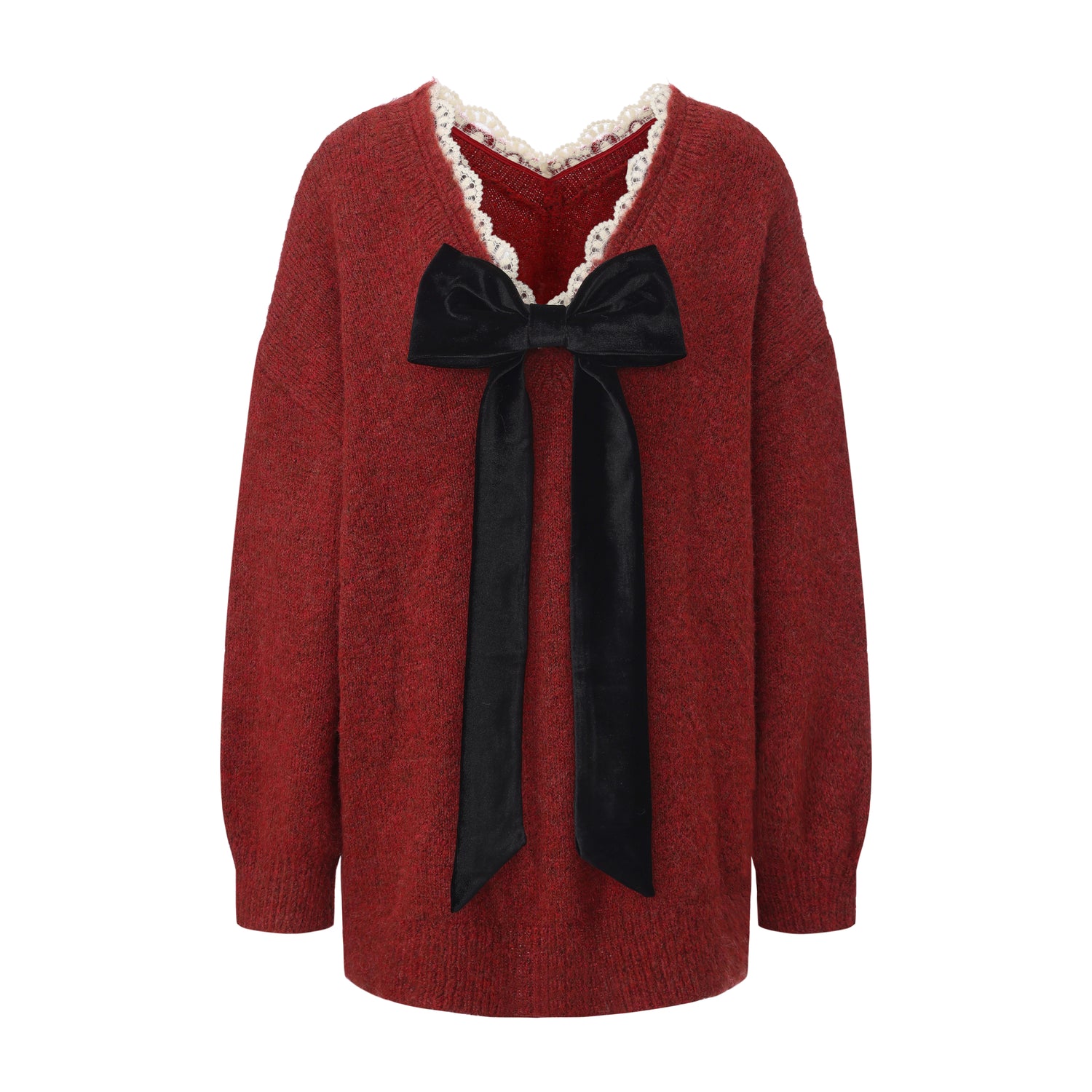 Sweater with detachable bows (Red)