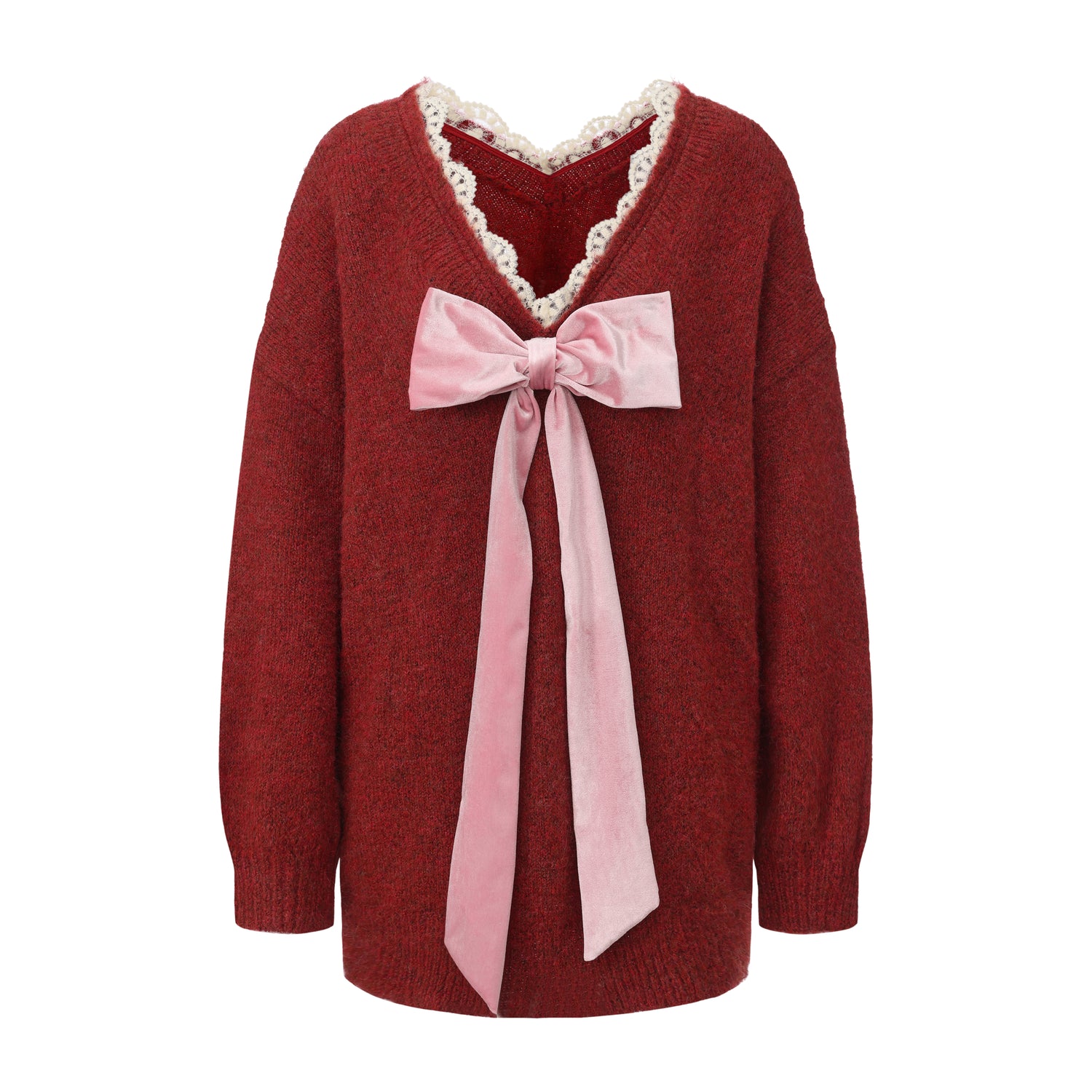 Sweater with detachable bows (Red)