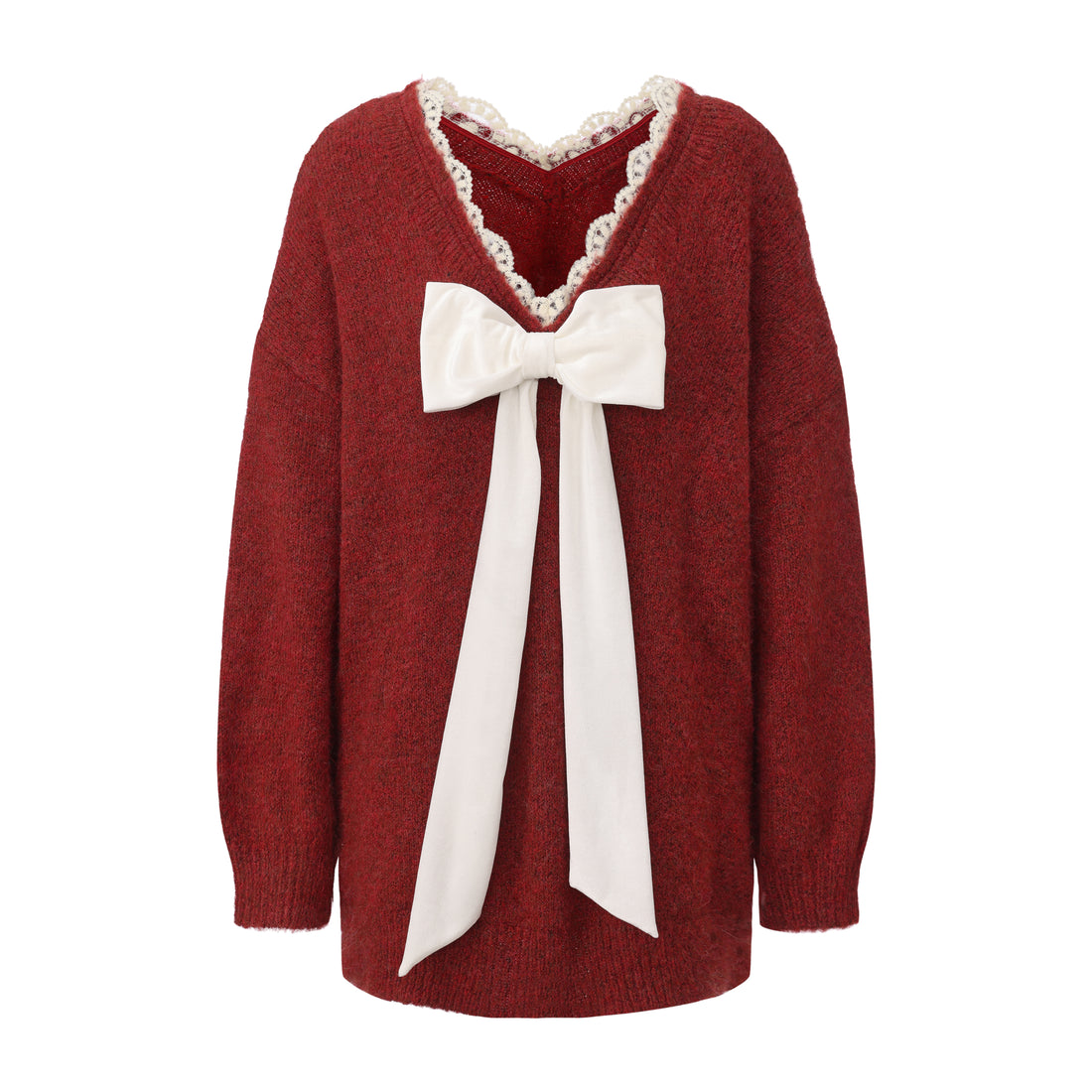 Sweater with detachable bows (Red)