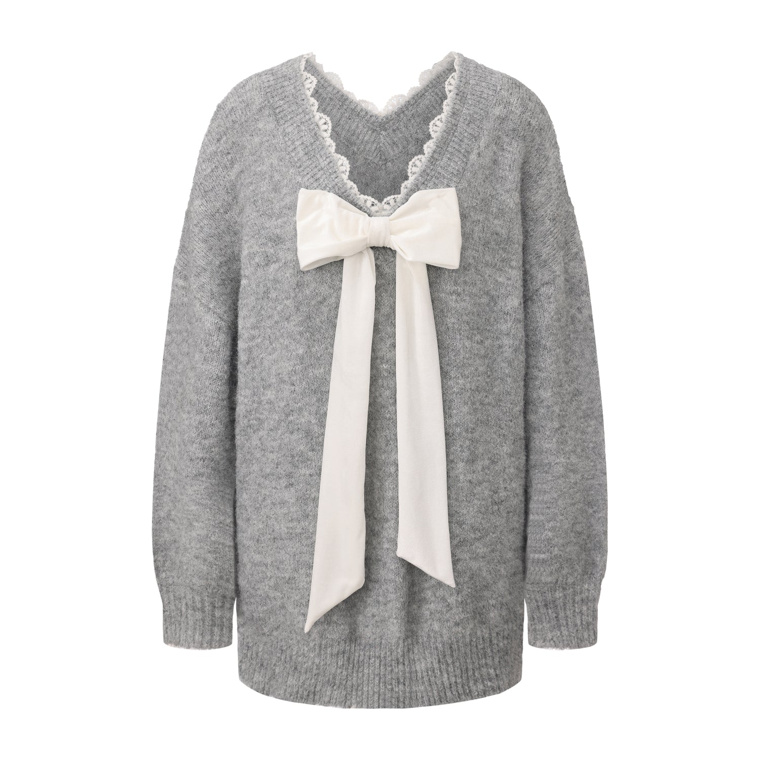 Sweater with detachable bows (Grey)