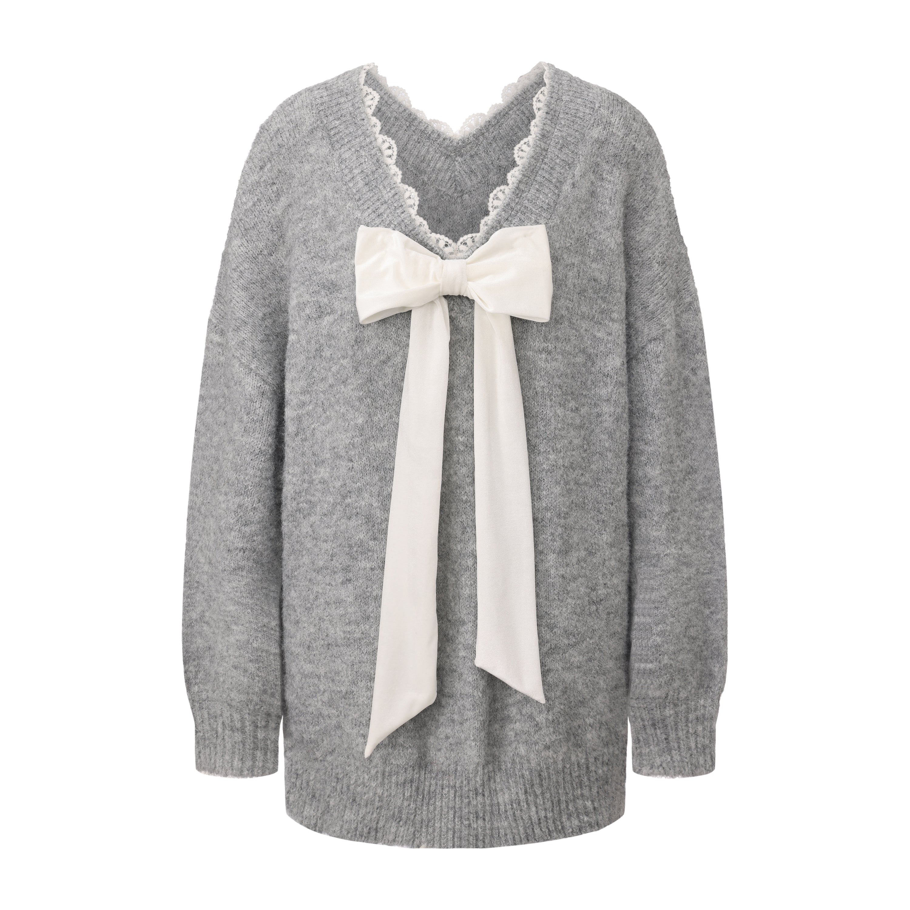 Sweater with detachable bows (Grey)