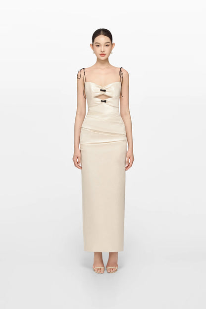 Montsand Ivory Leather Effect Dress