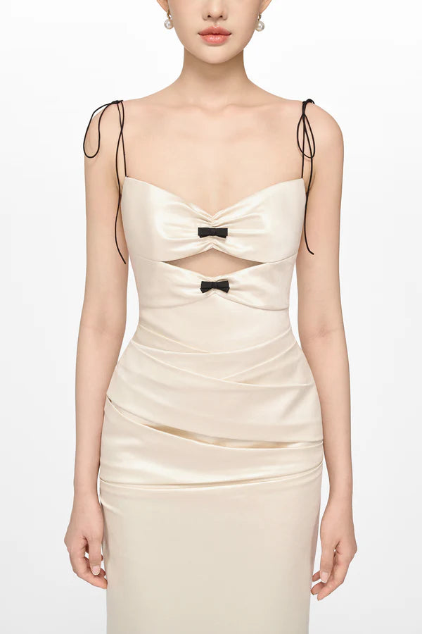 Montsand Ivory Leather Effect Dress