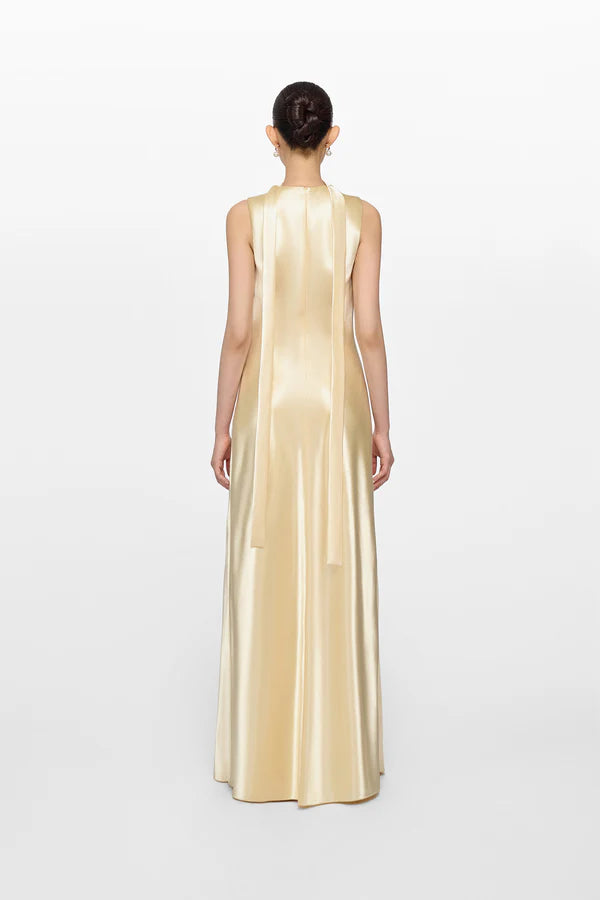 Montsand Gold Sleeveless Silk Dress