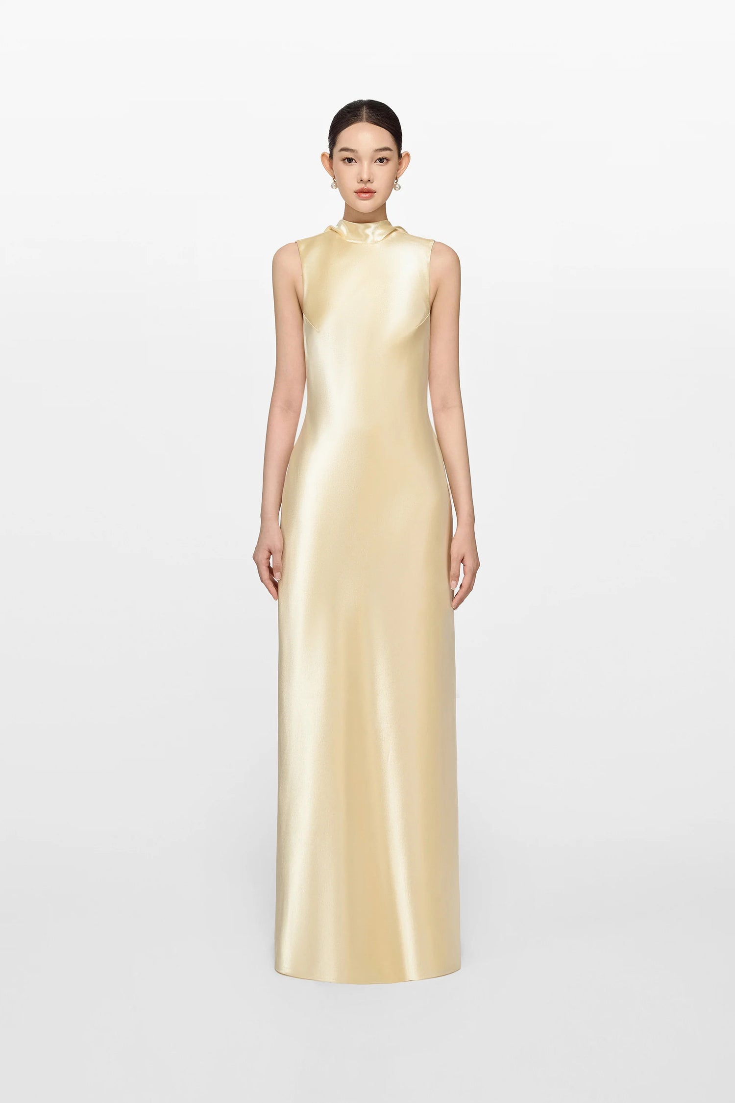 Montsand Gold Sleeveless Silk Dress