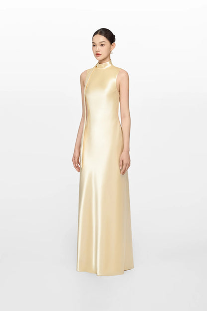 Montsand Gold Sleeveless Silk Dress