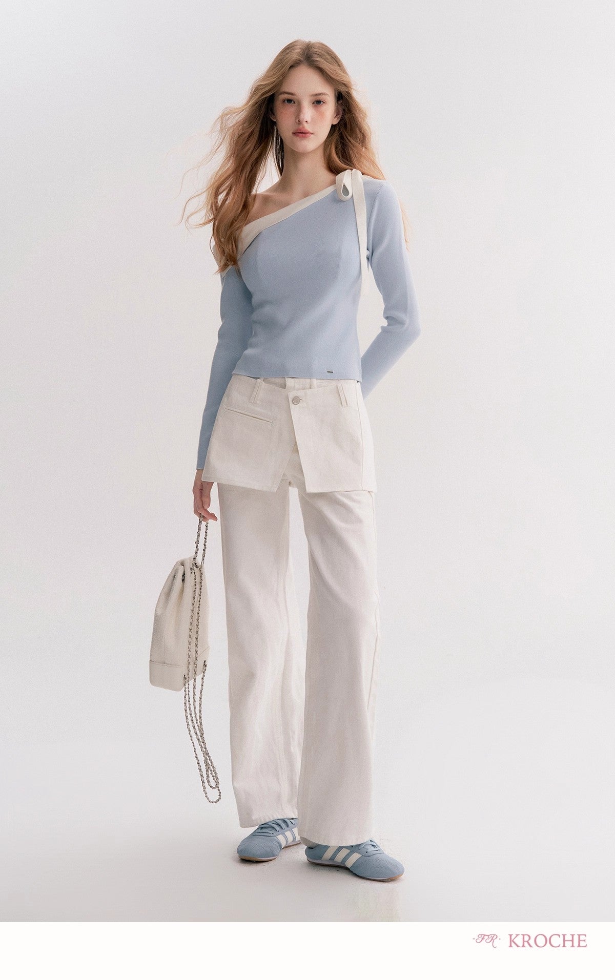 Kroche Denim straight-leg jeans ( skirt panel removable )
