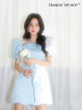 Masion Wester Bowknot Blue White Dress