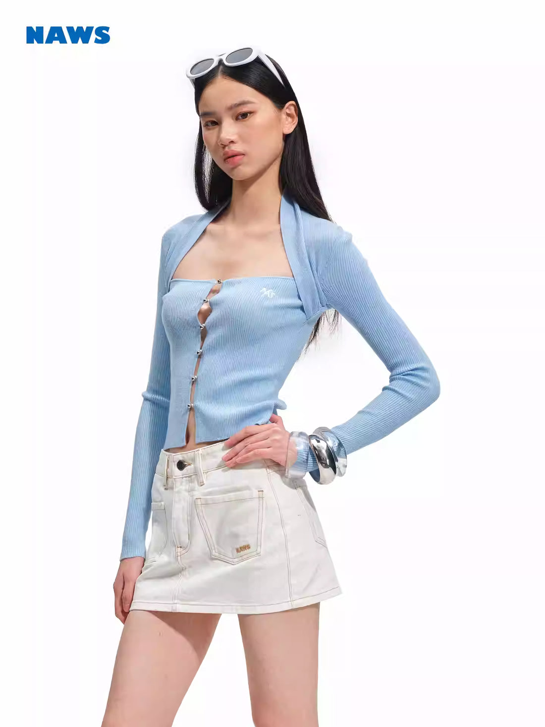 NAWS Sheep wool elastic long sleeved knitted top