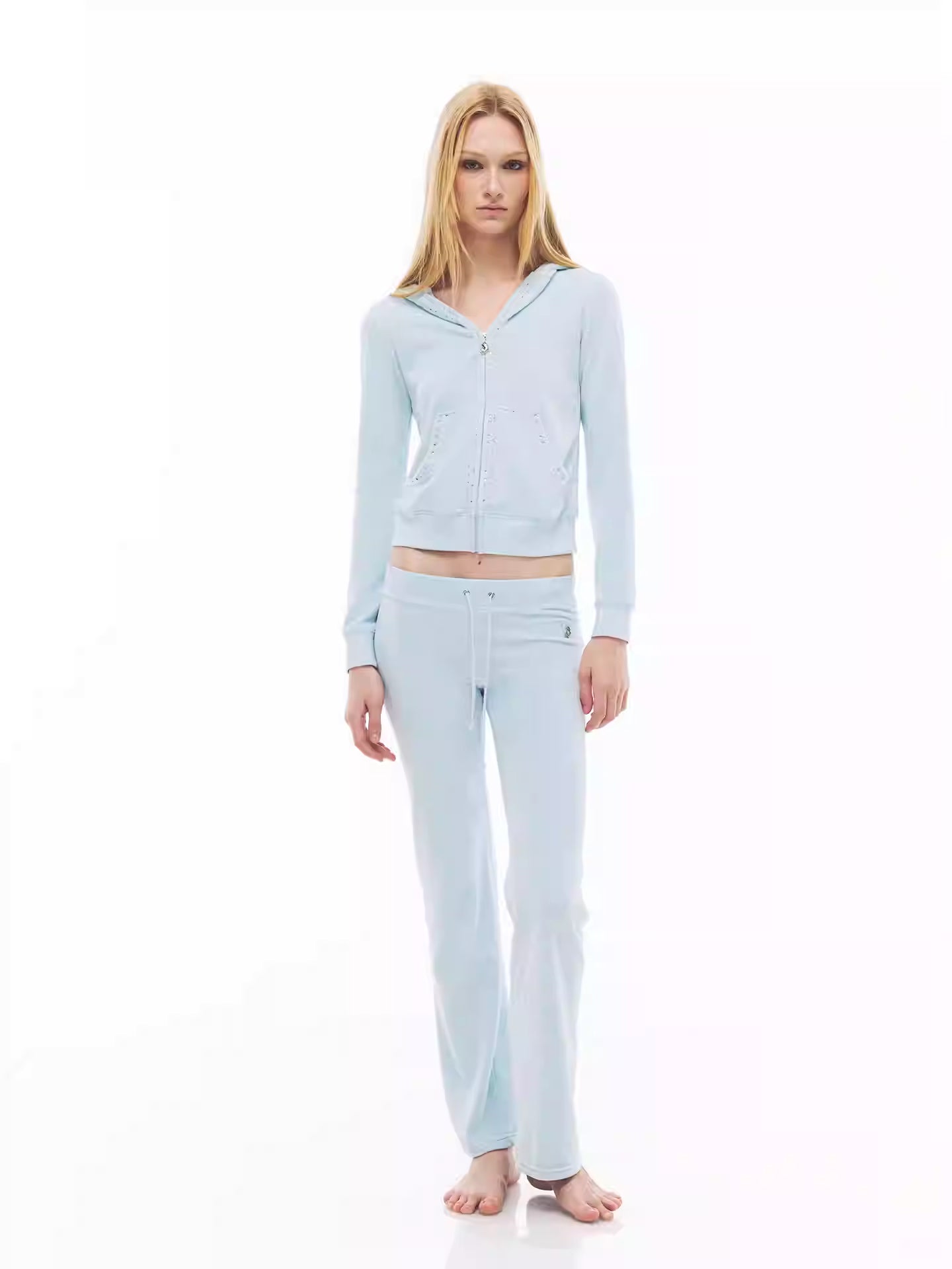 JELLOJELLO Colorful rhinestone velvet jacket + pants set