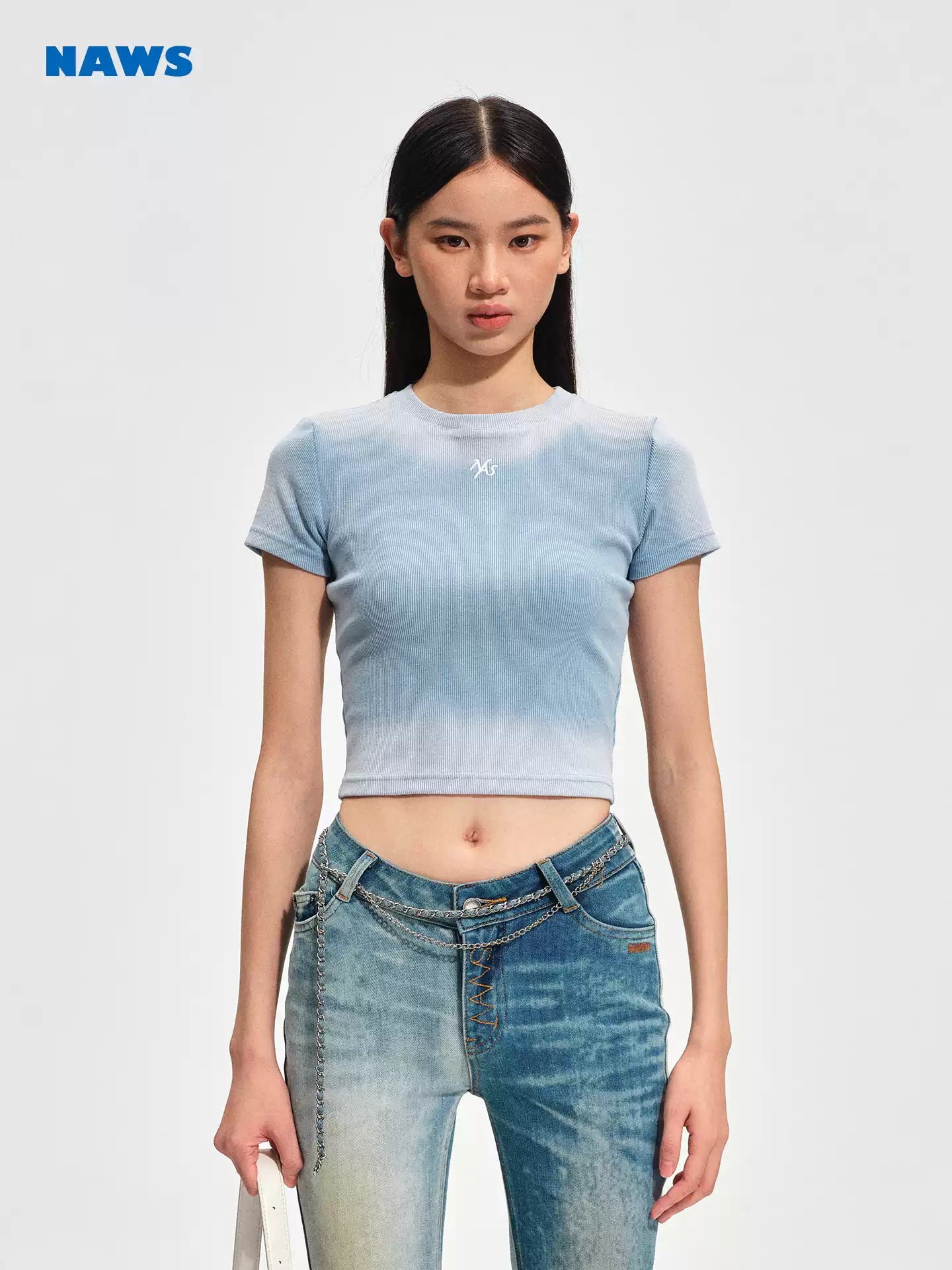 NAWS Sand washed vintage round neck T-shirt