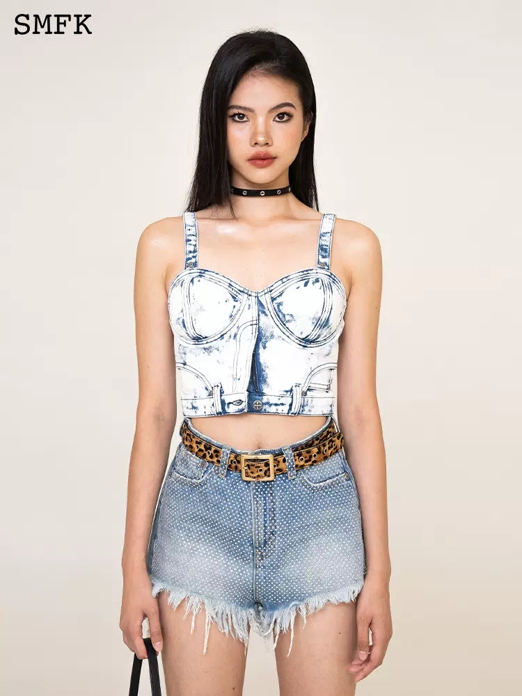 SMFK wild world blue white corset