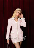 Kirakira.M Pink tweed lapel coat dress