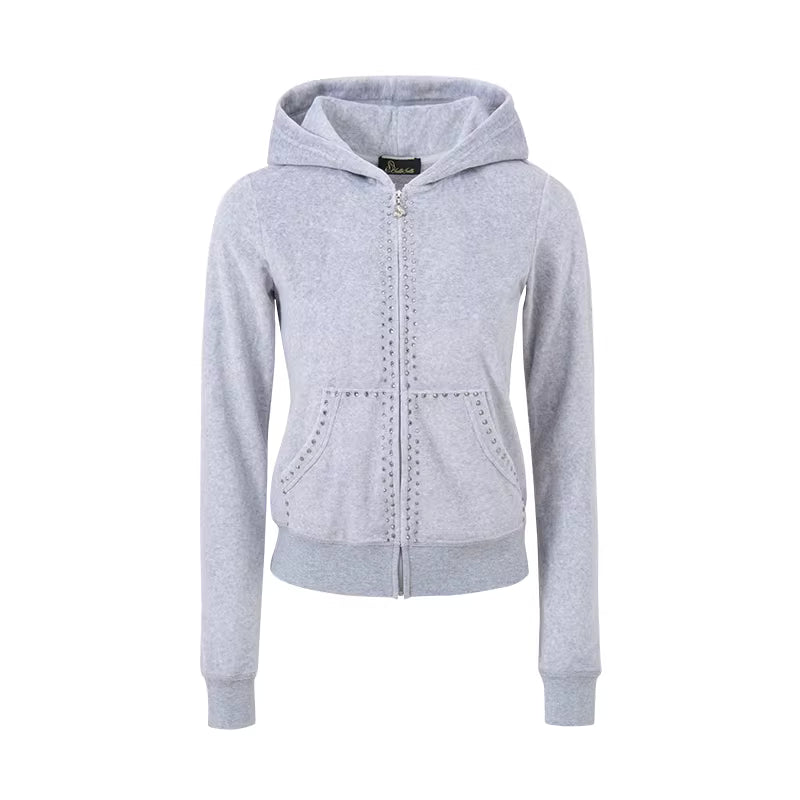 JELLOJELLO Colorful rhinestone velvet jacket + pants set