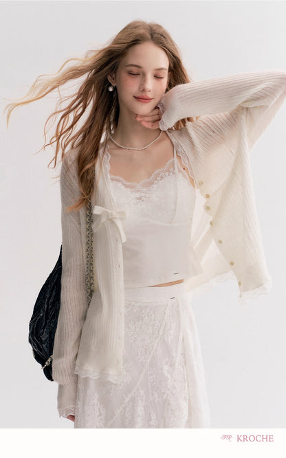 Kroche Lace High-waist A-line maxi skirt