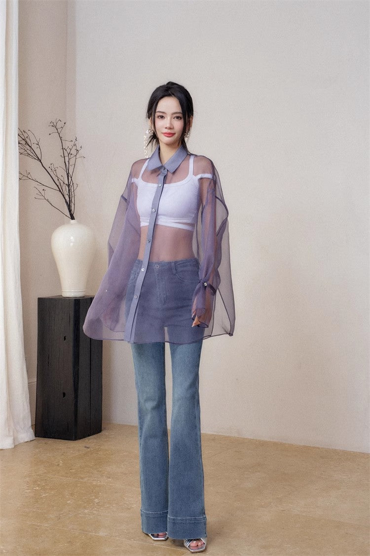 11 niseey Zhi Tou Vest Shirt Jeans Set （Separate）