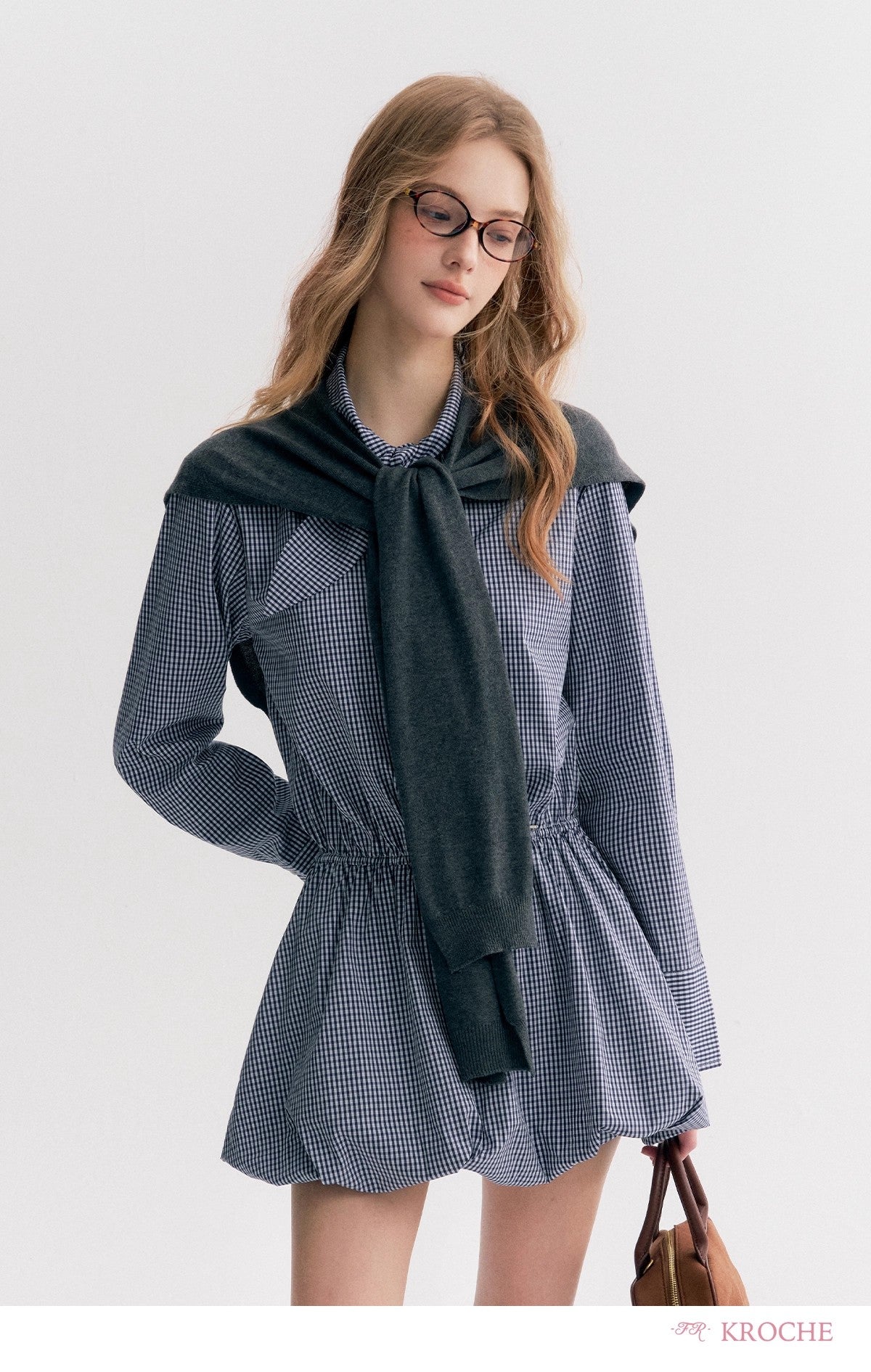 Kroche Plaid peplum shirt dress