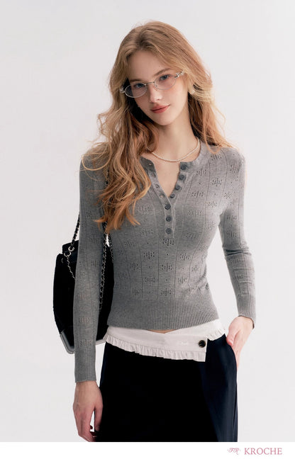 Kroche Round-Neck Slim-Fit Knit Top