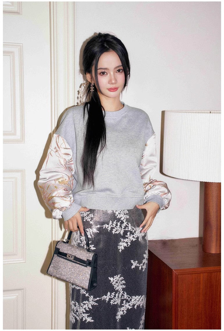 11 niseey Zhi Tou Short Hoodie Sequined Skirt Set （Separate）