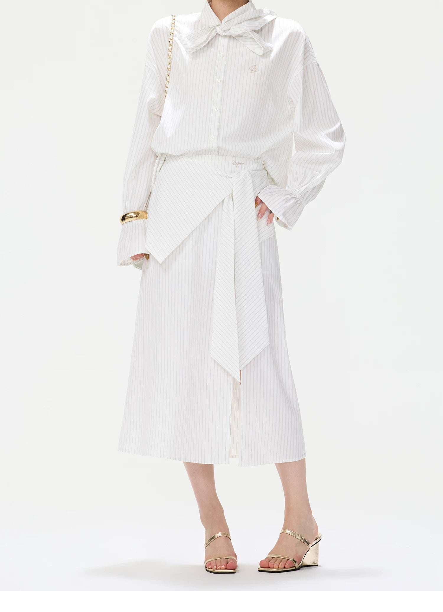 CYNR Bow-Tie Blouse and Skirt Set