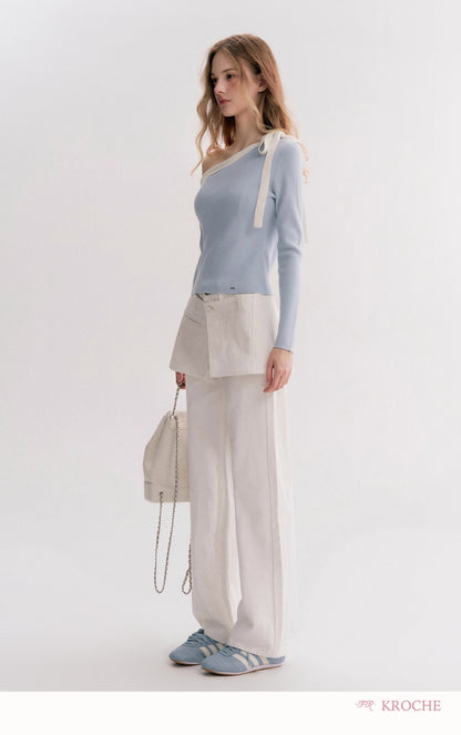 Kroche Denim straight-leg jeans ( skirt panel removable )