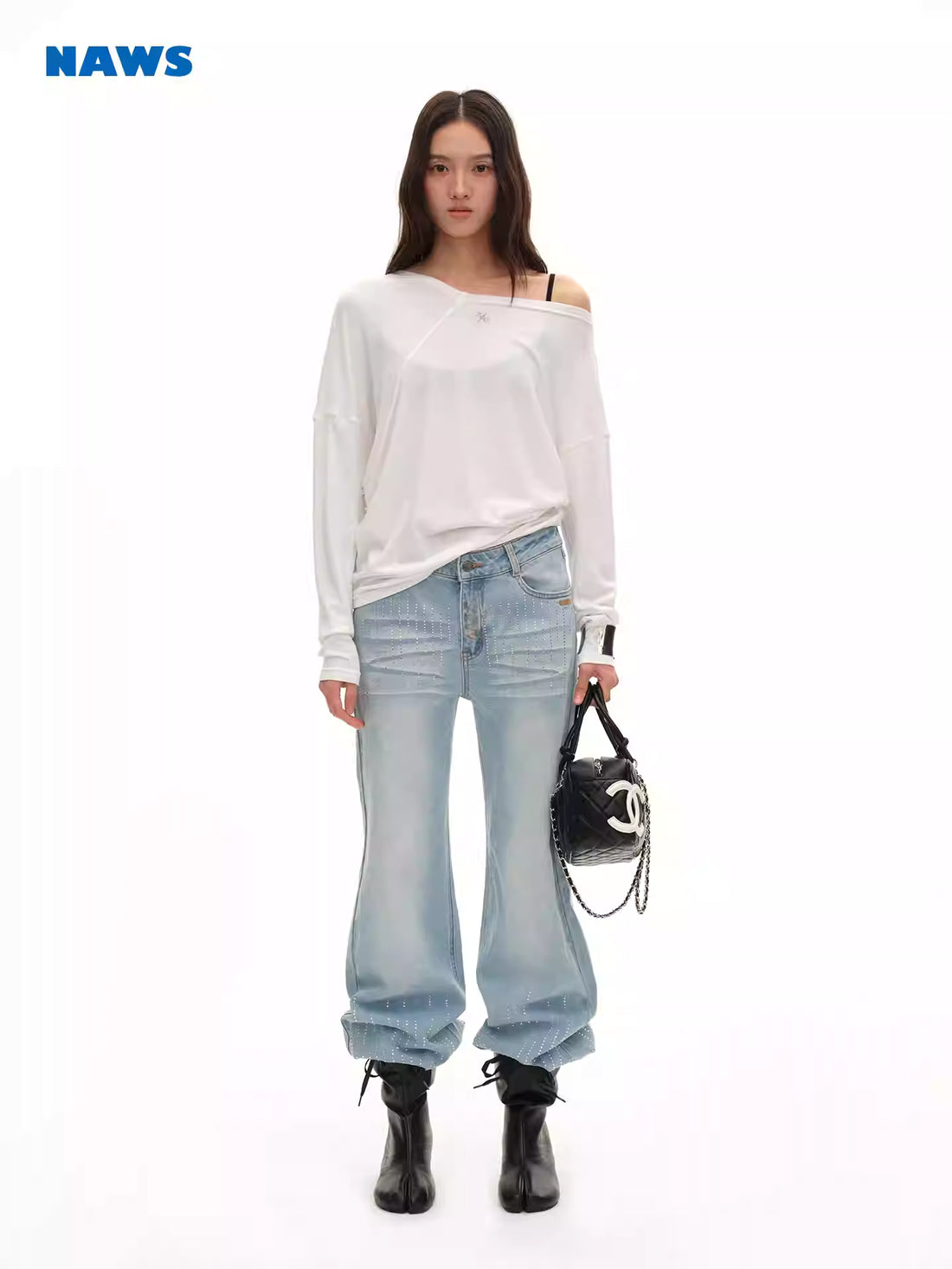 NAWS Micro transparent off shoulder top