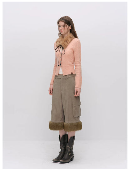 VIA PITTI VIADK6416 Fitted Cable-Knit V-Neck Cardigan